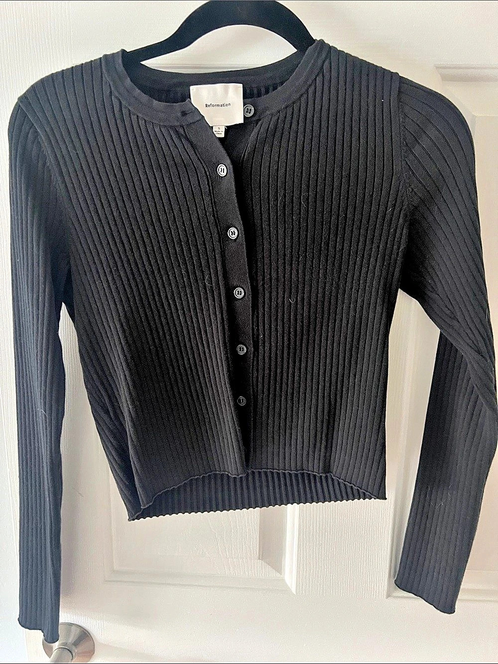 Reformation Clara Cashmere Crew Cardigan Black Size Small